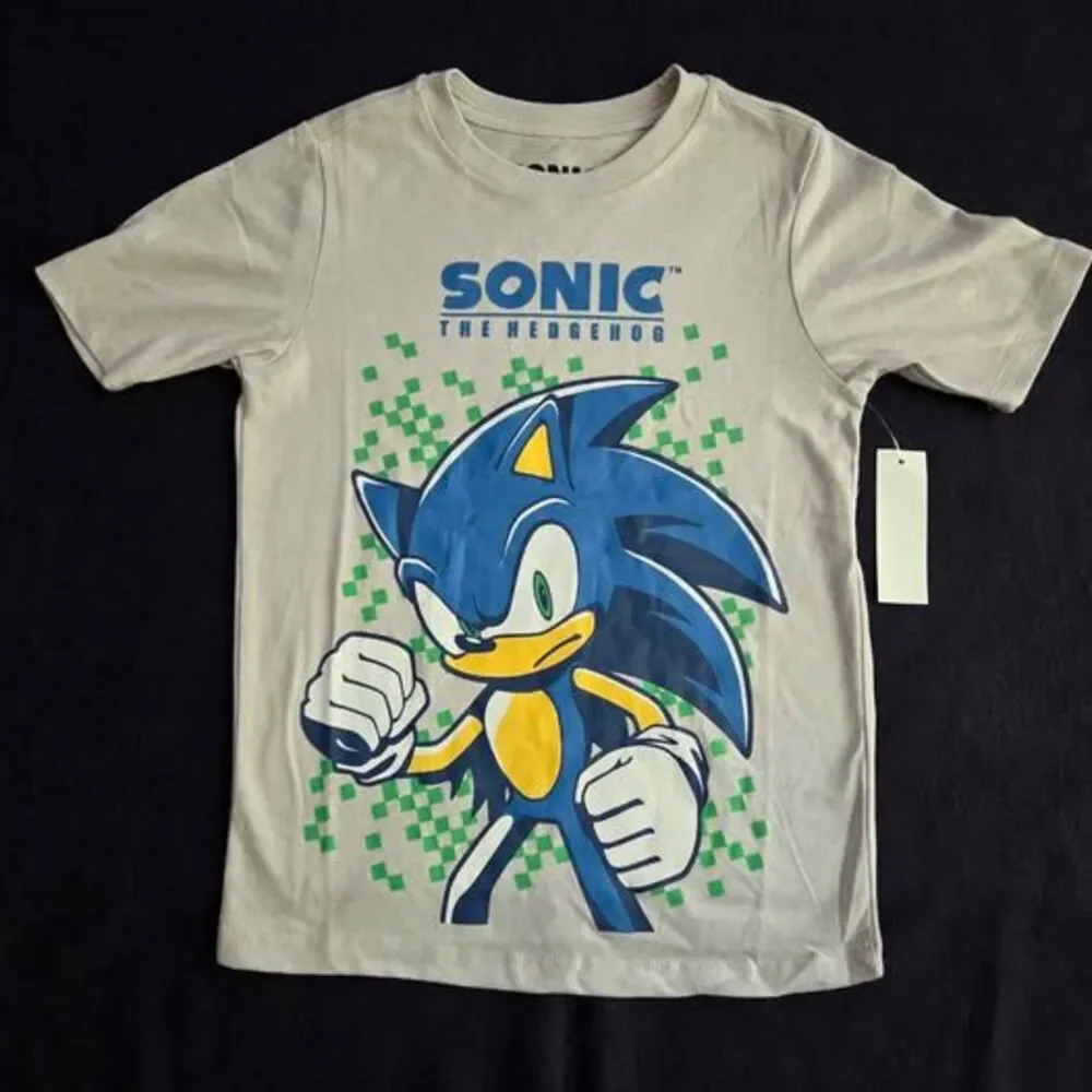 Sonic The Hedgehog boys XS 4/5 light gray short sleeve graphic tshirt new